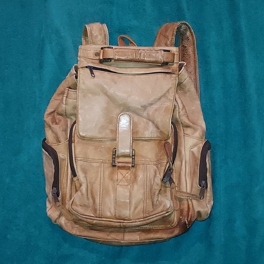 Vintage Leather Backpack Made in Columbia